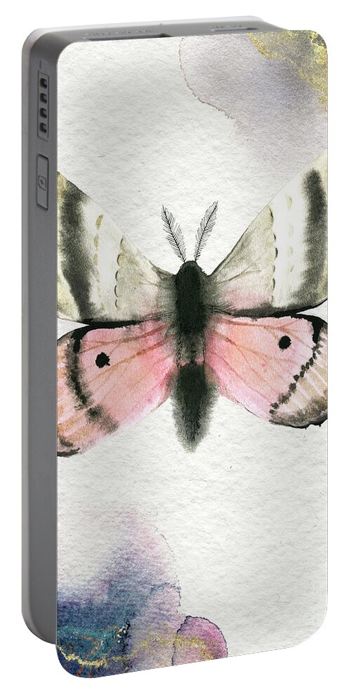Pandora Moth Portable Battery Charger featuring the painting Pandora Moth by Garden Of Delights