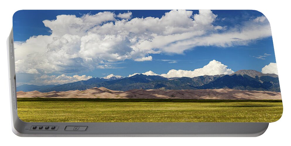 Colorado Portable Battery Charger featuring the photograph Panorama of Great Sand Dunes NP by Steven Heap