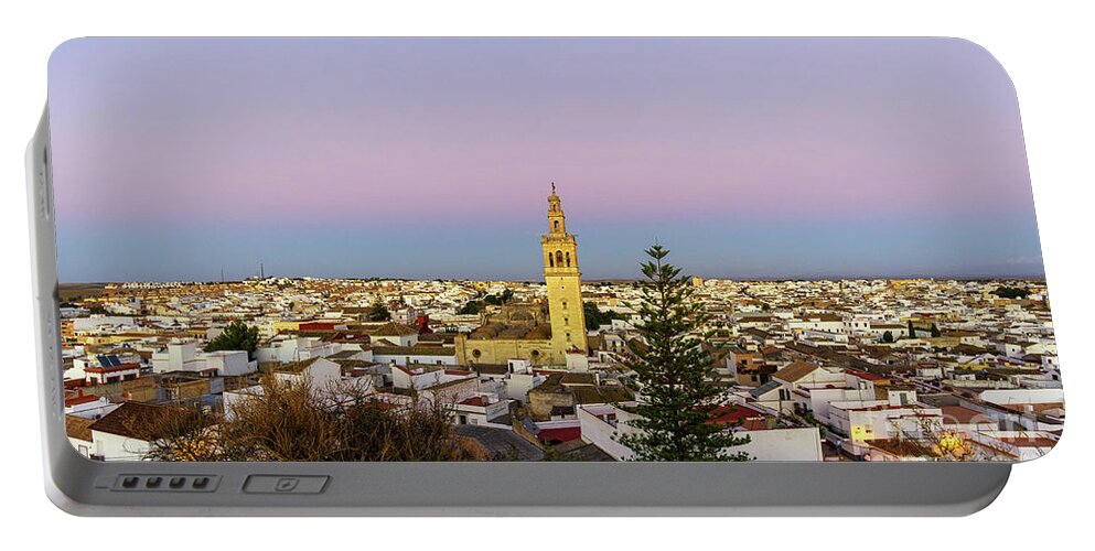 Spiritual Portable Battery Charger featuring the photograph Panoramic View of Lebrija in the Spanish Province of Seville Blue Hour by Pablo Avanzini