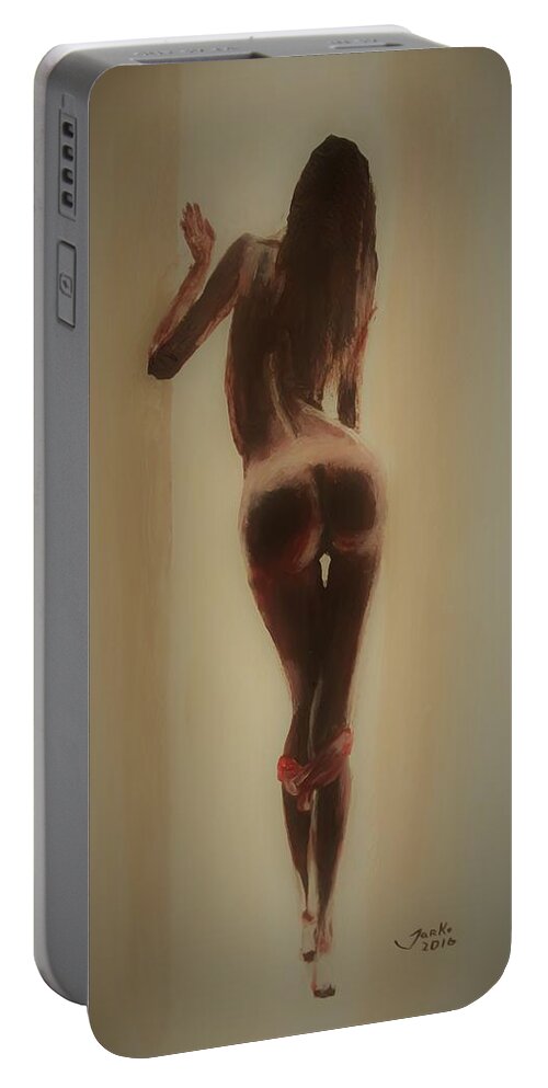 Beautiful Portable Battery Charger featuring the painting Panties Down by Jarko Aka Lui Grande