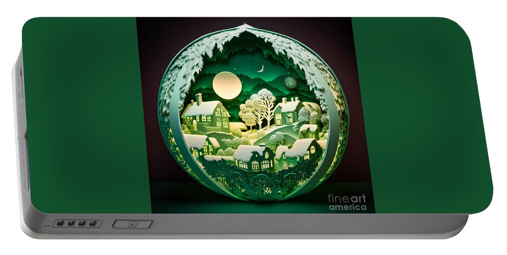 Papercut Portable Battery Charger featuring the mixed media Papercut Winter Scene by Jay Schankman