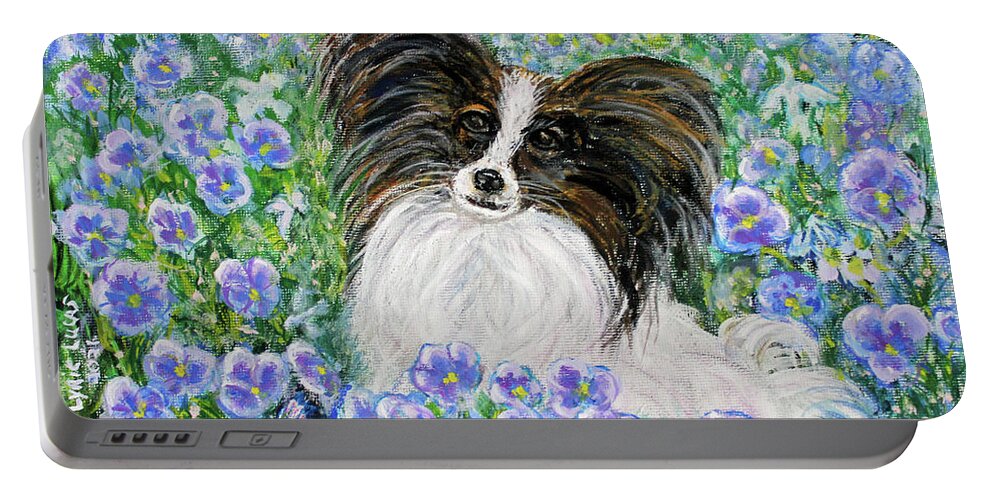 Impressionism Portable Battery Charger featuring the painting Papillon Fantasy by Lyric Lucas