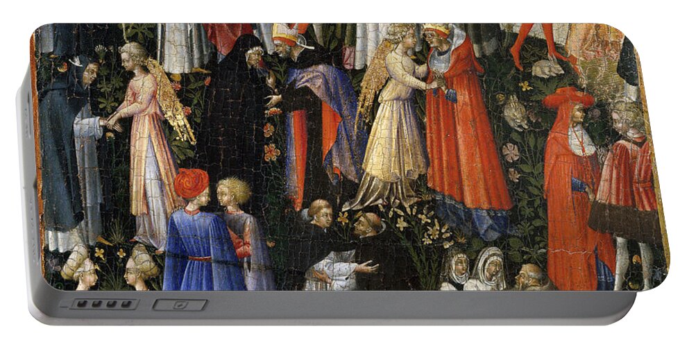 1445 Portable Battery Charger featuring the painting Paradise, 1445 by Giovanni di Paolo