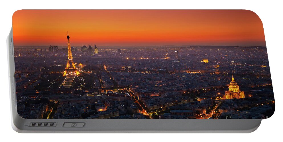 Paris Skyline Portable Battery Charger featuring the photograph Paris Skyline at Sunset by Neale And Judith Clark
