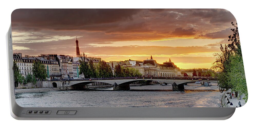 Paris Sunset Portable Battery Charger featuring the photograph Paris Sunset 01 by Weston Westmoreland