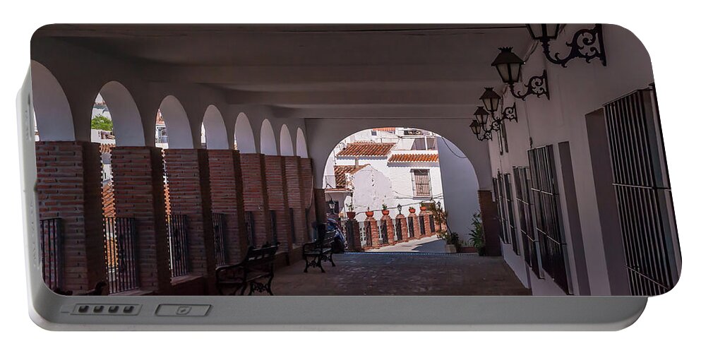 Jenny Rainbow Fine Art Portable Battery Charger featuring the photograph Passage with ViewPoint Arches in Mijas by Jenny Rainbow
