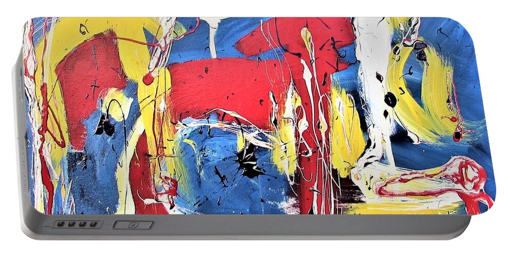 Expressive Abstract Portable Battery Charger featuring the painting Passion Purpose by Rebecca Flores