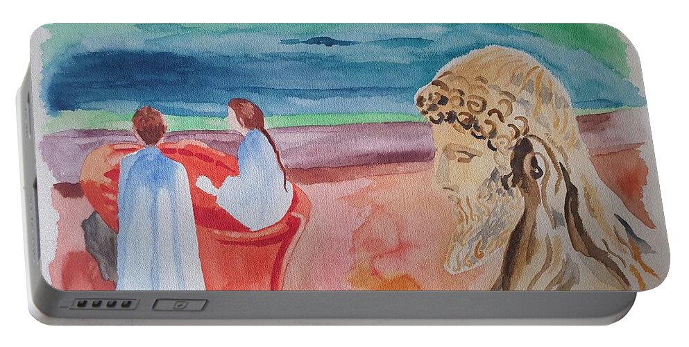 Masterpiece Paintings Portable Battery Charger featuring the painting Past and Future by Enrico Garff