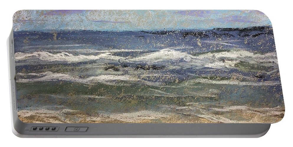 Beach Portable Battery Charger featuring the drawing Pastel Beach by Larry Whitler