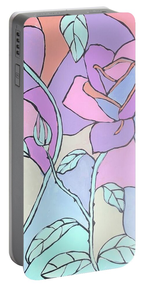  Portable Battery Charger featuring the painting Pastel Roses by Jam Art