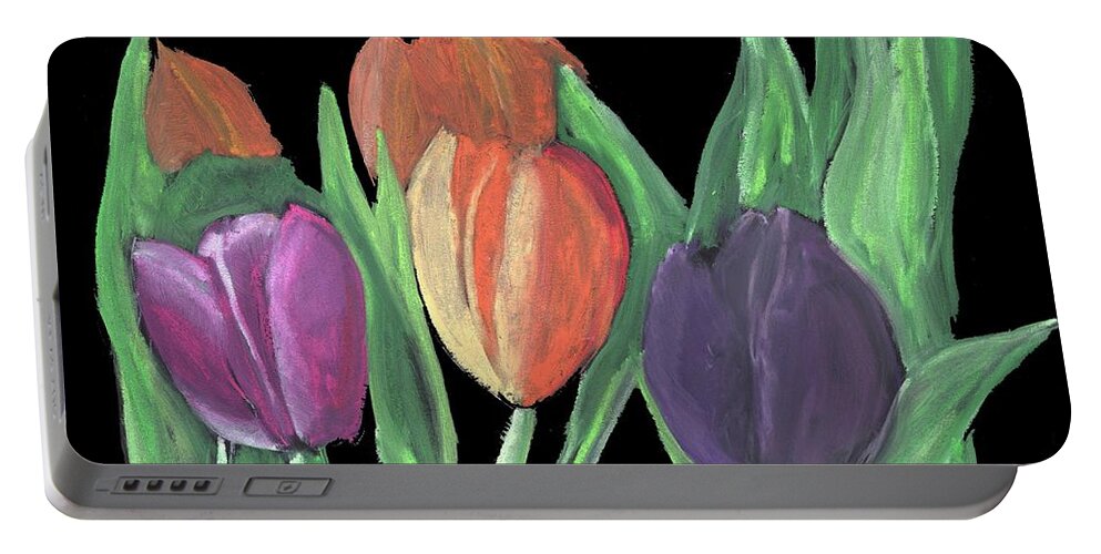 Tulips Portable Battery Charger featuring the painting Pastel Tulips by Diane Maley