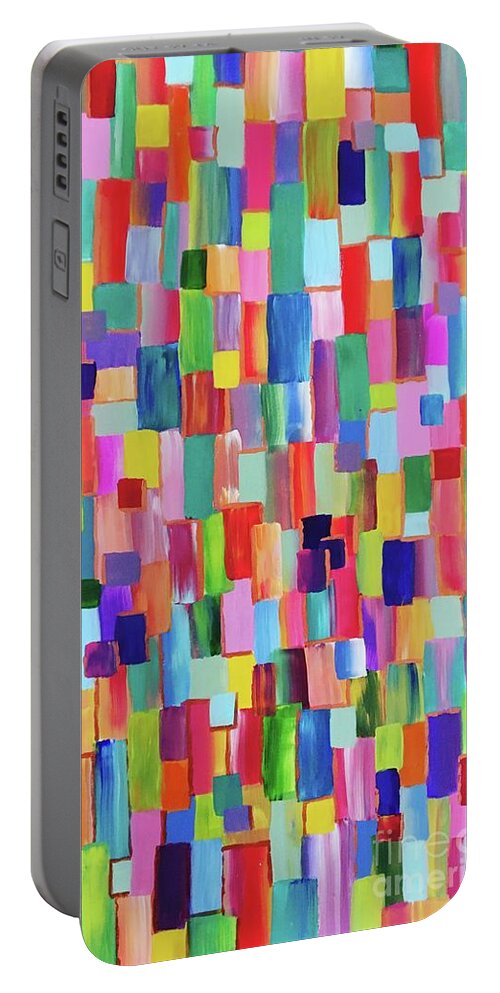 Abstract Portable Battery Charger featuring the painting Patches by Debora Sanders