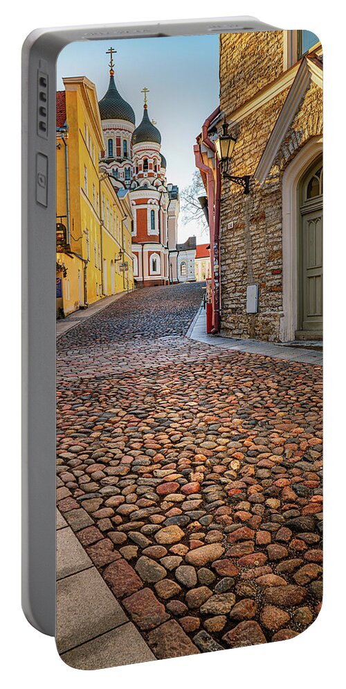 Tallinn Portable Battery Charger featuring the photograph Path to Church by Darren White