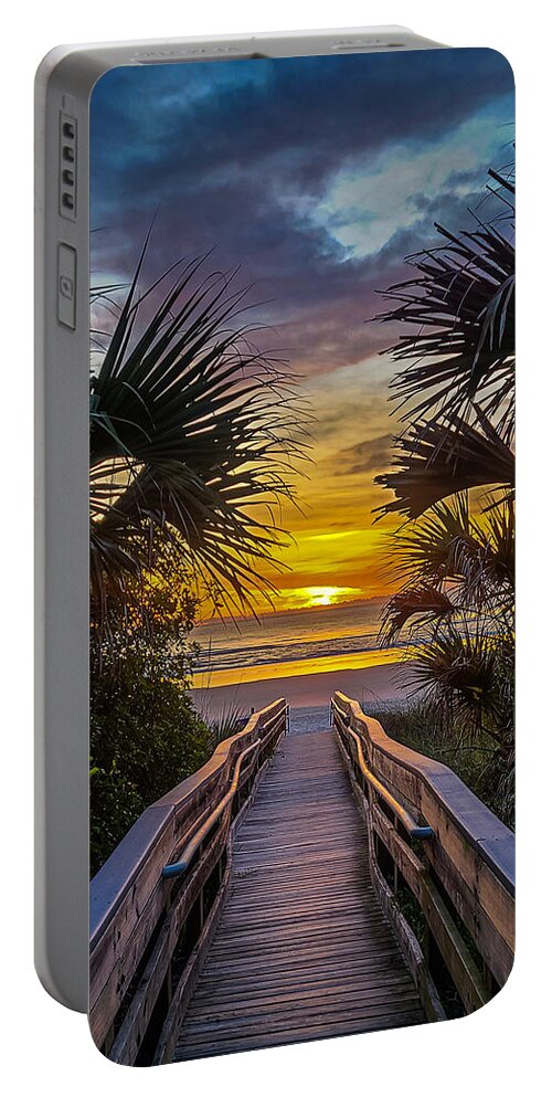 New Smyrna Beach Portable Battery Charger featuring the photograph Path to the Rising Sun by Danny Mongosa