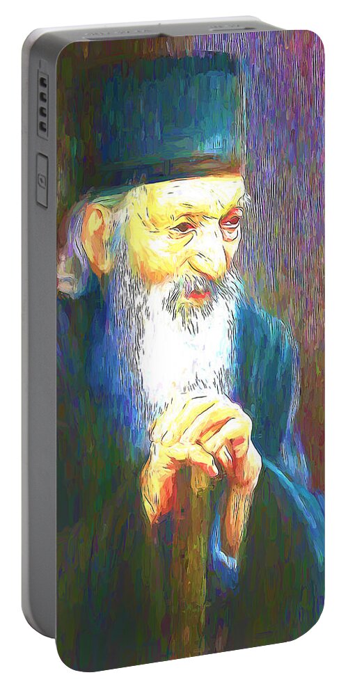 Paint Portable Battery Charger featuring the painting Patrijarh Pavle portrait by Nenad Vasic
