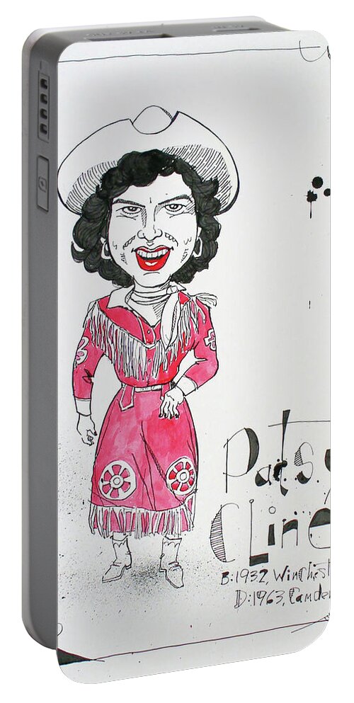  Portable Battery Charger featuring the drawing Patsy Cline by Phil Mckenney