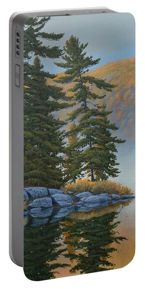 Canadian Portable Battery Charger featuring the painting Peace and Quiet by Jake Vandenbrink