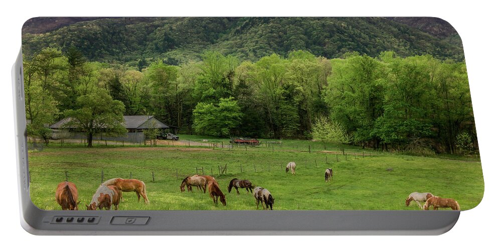 Great Smoky Mountains National Park Portable Battery Charger featuring the photograph Peace in the Smokies, Painterly by Marcy Wielfaert