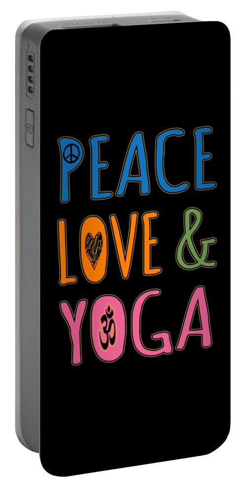 Funny Portable Battery Charger featuring the digital art Peace Love Yoga by Flippin Sweet Gear