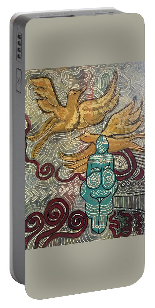 Acrylic Portable Battery Charger featuring the painting Peace Offering by Kisma Reidling