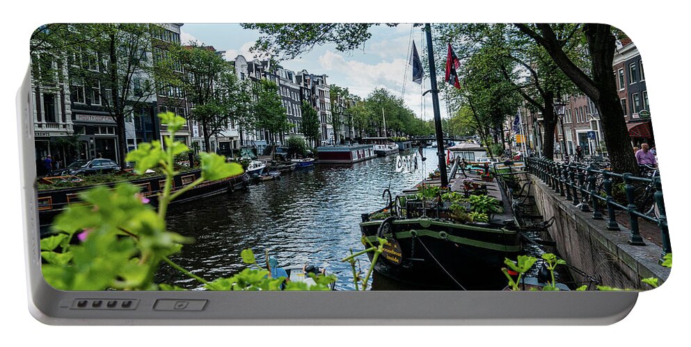 Amsterdam Canal Portable Battery Charger featuring the photograph Peaceful Canal by Marian Tagliarino