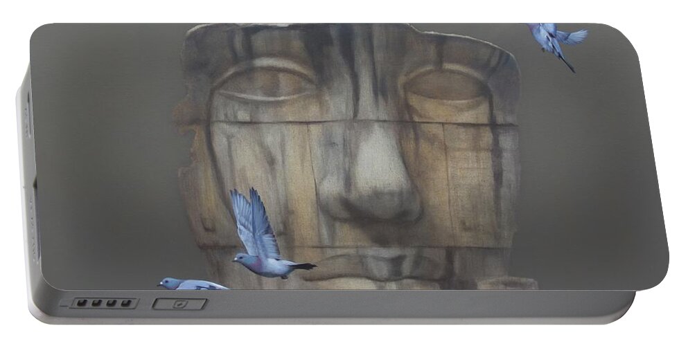Realism Portable Battery Charger featuring the painting Peaceful Face by Zusheng Yu