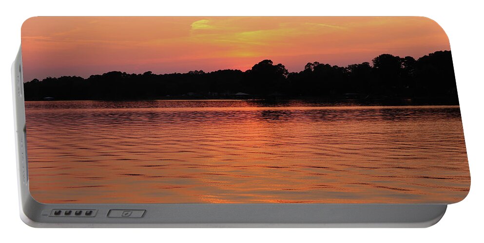 Orange Portable Battery Charger featuring the photograph Peach Post Sunset Solace by Ed Williams