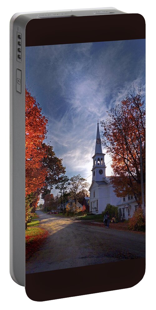 Peacham Vermont Portable Battery Charger featuring the photograph Peacham Vermont Congregational Church by Nancy Griswold