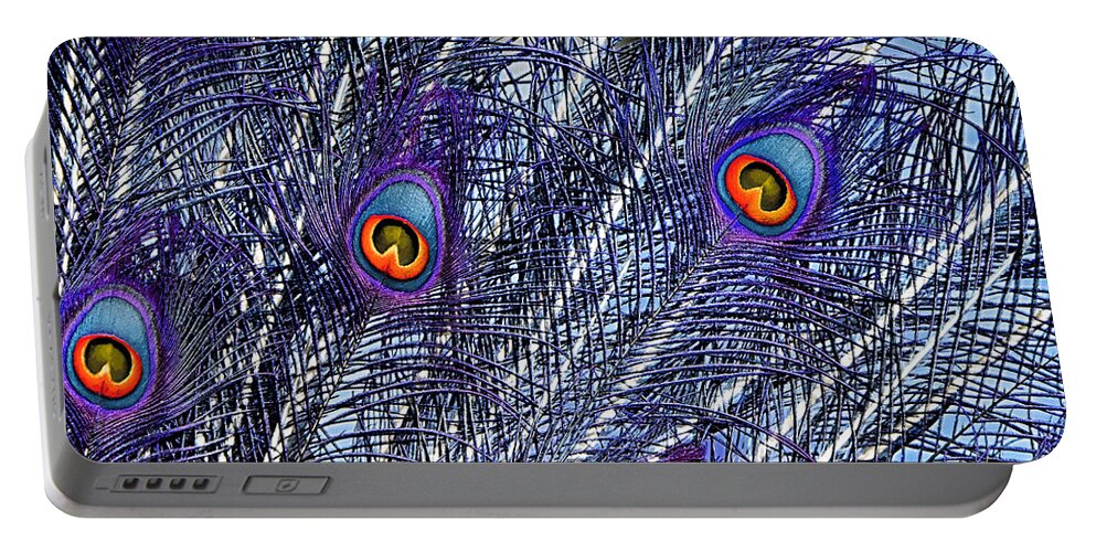 Feathers Portable Battery Charger featuring the photograph Peacock In Blue by World Art Collective