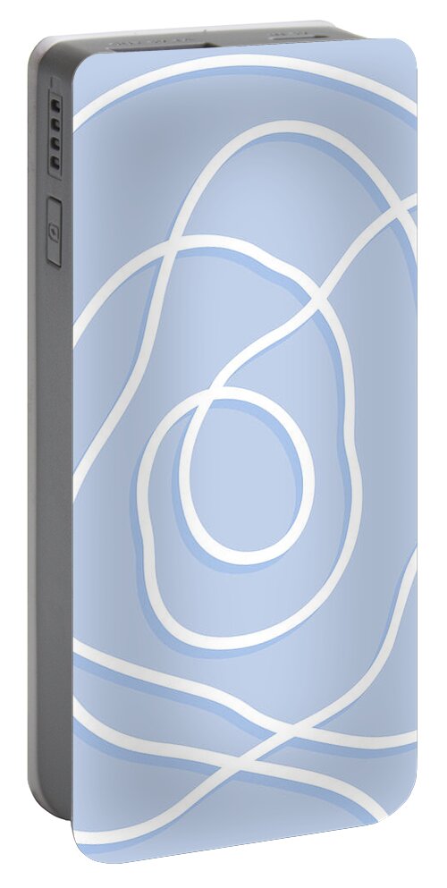 Nikita Coulombe Portable Battery Charger featuring the painting Pearl Drop 5 in blue by Nikita Coulombe