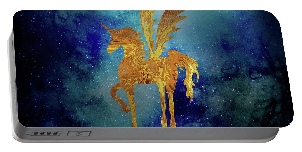 Pegasus Portable Battery Charger featuring the digital art Pegasus in Space by Sambel Pedes