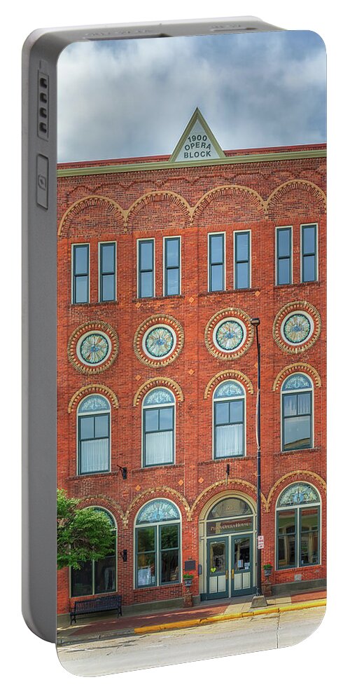 Opera House Portable Battery Charger featuring the photograph Pella Opera House by Susan Rissi Tregoning