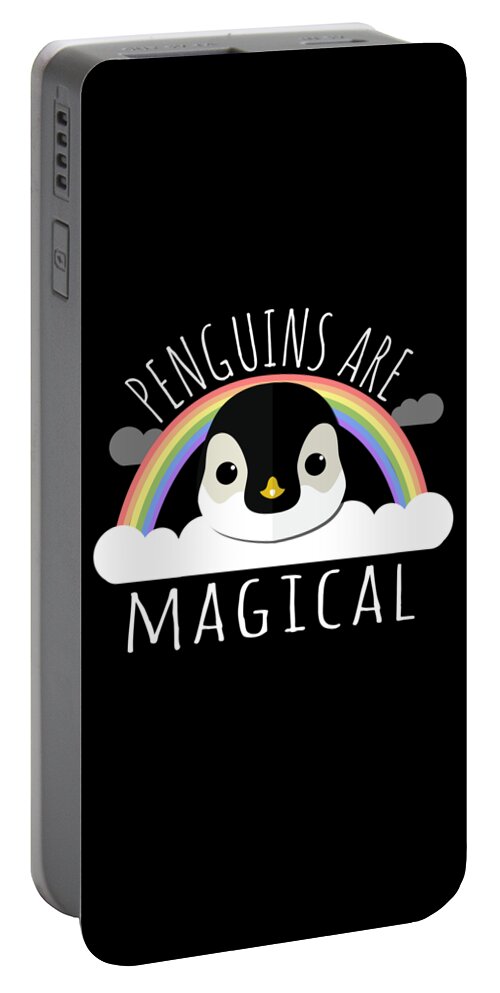 Funny Portable Battery Charger featuring the digital art Penguins Are Magical by Flippin Sweet Gear