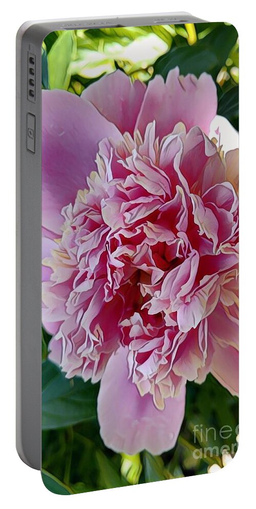 Flowers Portable Battery Charger featuring the painting Peony by Marilyn Smith