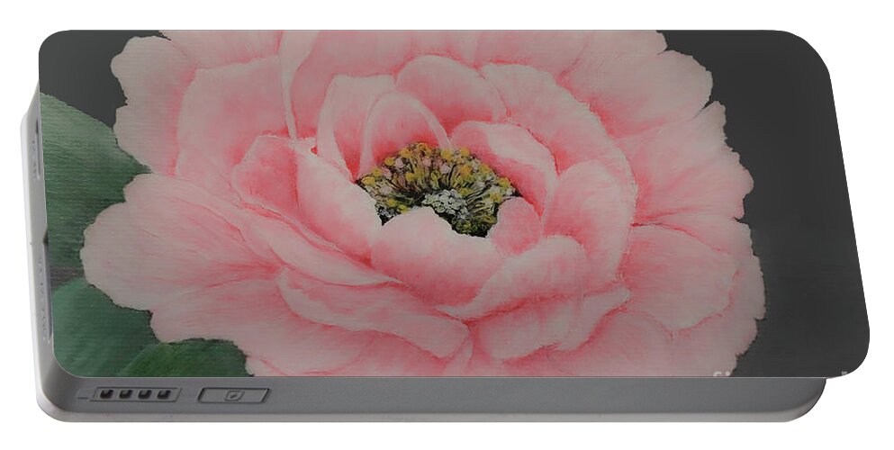 Peony Portable Battery Charger featuring the painting Perfectly Pink by Shirley Dutchkowski