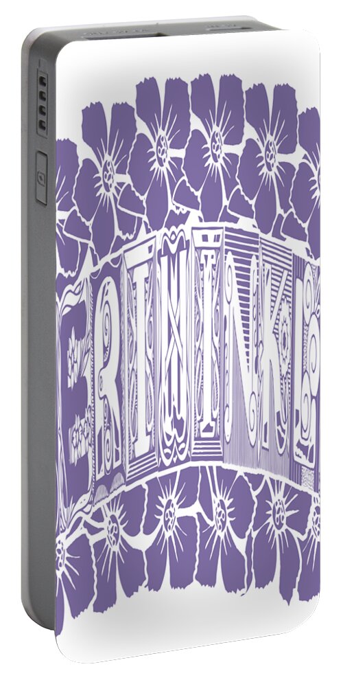 Periwinkle Portable Battery Charger featuring the digital art Periwinkle Blue Floral Trend by Delynn Addams