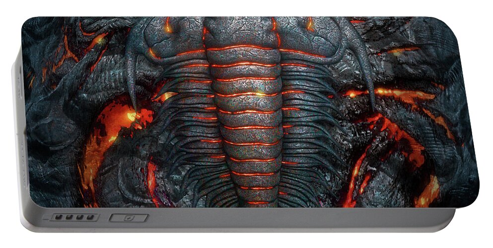 Trilobite Portable Battery Charger featuring the digital art Permian Heat by Jerry LoFaro