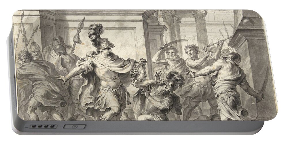 Godfried Maes Portable Battery Charger featuring the painting Perseus shows the head of Medusa by Godfried Maes