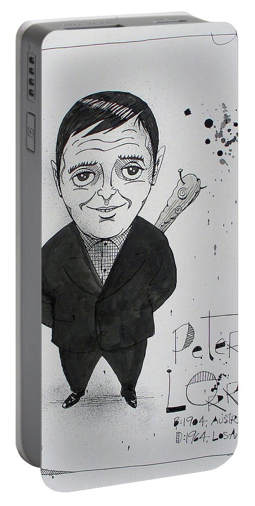  Portable Battery Charger featuring the drawing Peter Lorre by Phil Mckenney