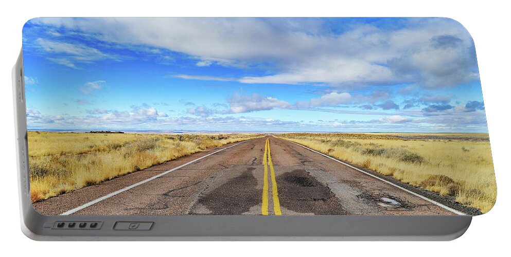 Petrified Forest National Park Portable Battery Charger featuring the photograph Petrified Forest National Park Road Color by Kyle Hanson