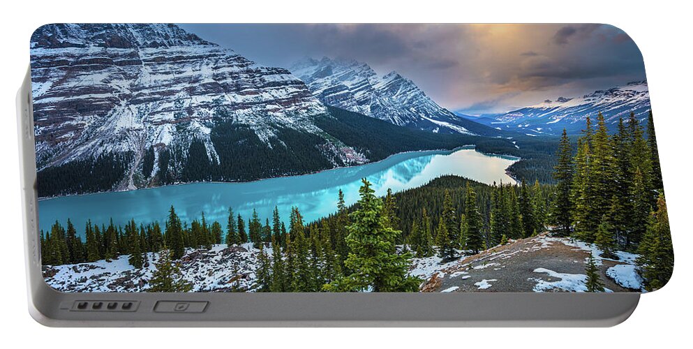 Alberta Portable Battery Charger featuring the photograph Peyto Lake Winter by Inge Johnsson