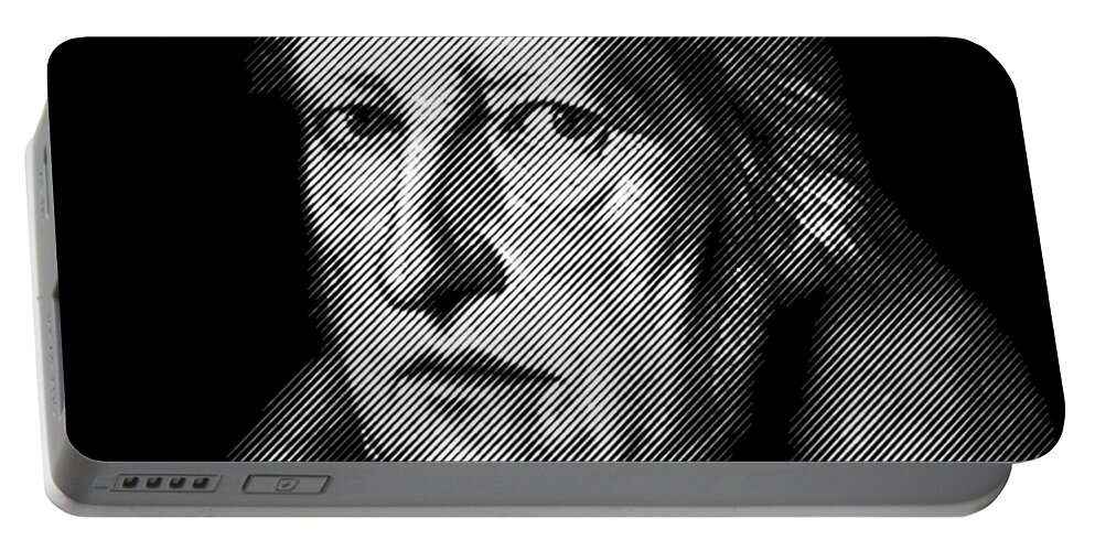 Hegel Portable Battery Charger featuring the digital art philosopher Hegel, portrait by Cu Biz