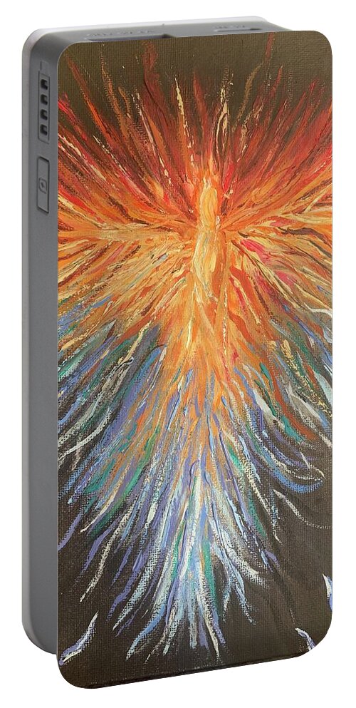 Phoenix Portable Battery Charger featuring the painting Phoenix Rising by Lisa White