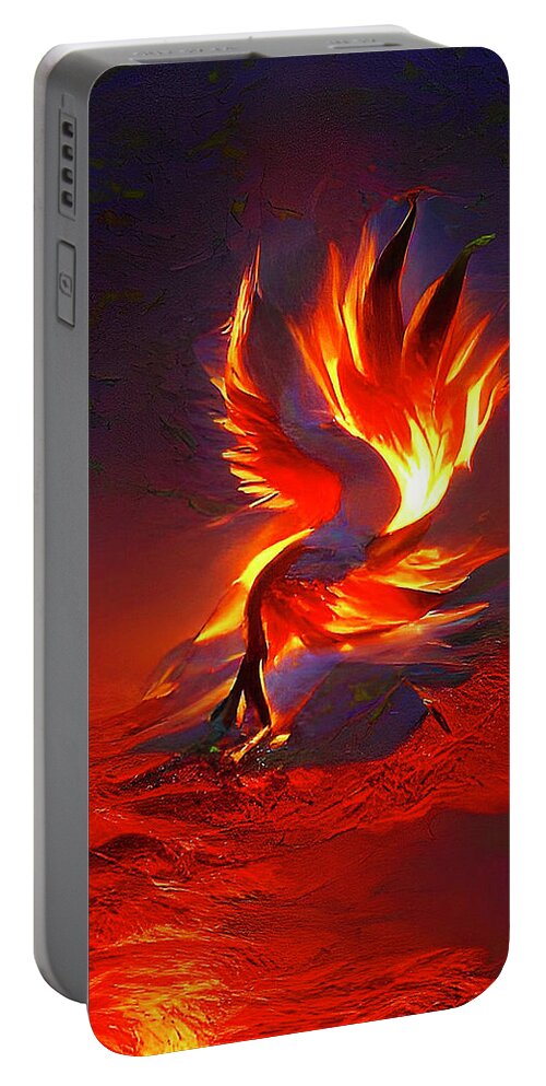 Phoenix Rising Portable Battery Charger featuring the digital art Phoenix Rising by Rod Melotte
