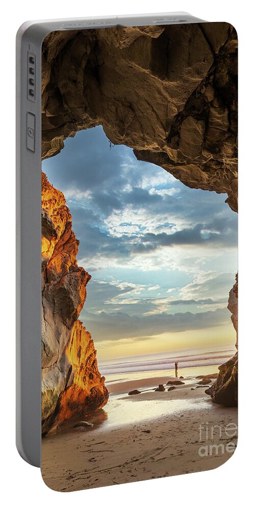 Pismo Portable Battery Charger featuring the photograph Photographer and the Sea Cave by Mimi Ditchie