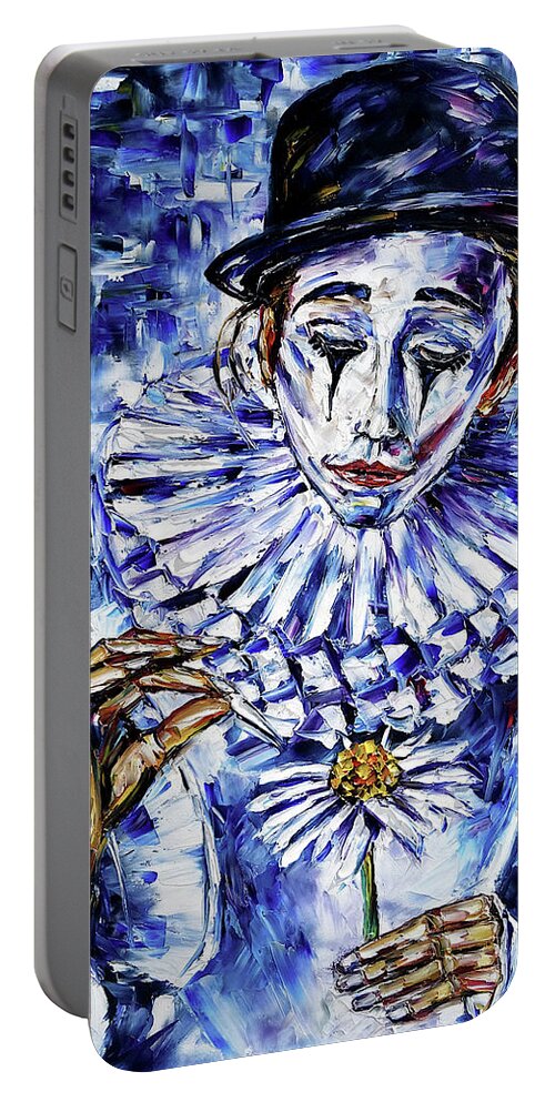 Pierrot Portable Battery Charger featuring the painting Pierrette by Mirek Kuzniar
