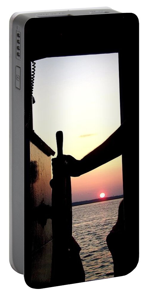 Sunset Portable Battery Charger featuring the photograph Pilot House by Addison Likins