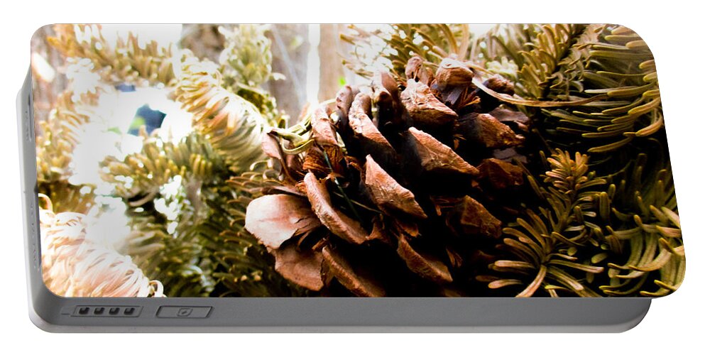 Abies Grandis Portable Battery Charger featuring the photograph Pine Cone Wreath by W Craig Photography