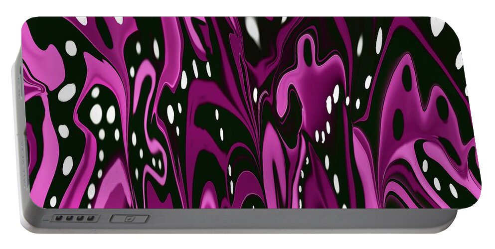 Abstract Portable Battery Charger featuring the digital art Pink abstract print by Elaine Hayward