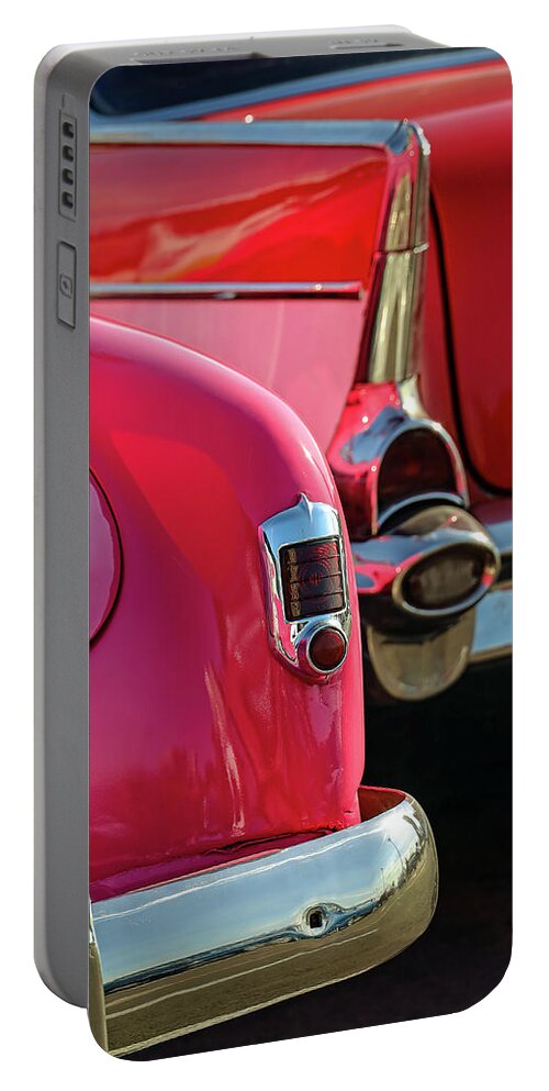 Cars Portable Battery Charger featuring the photograph Pink and Red by M Kathleen Warren